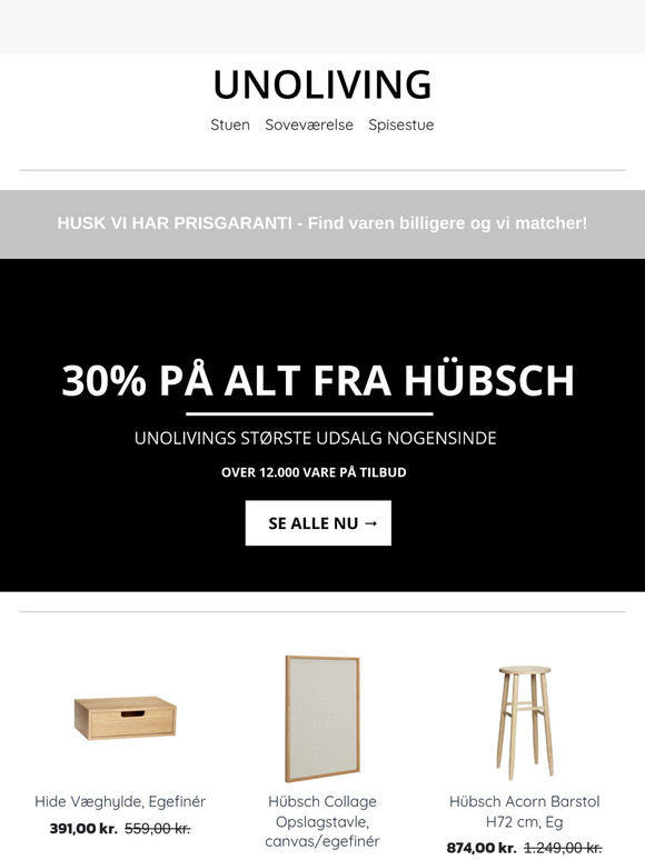 30% PÅ ALT FRA HÜBSCH