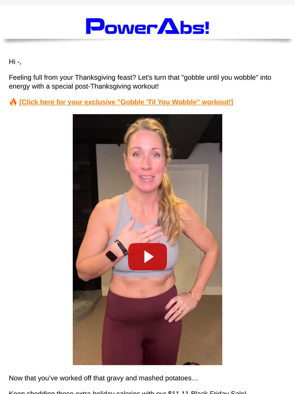 Just For You, —. A Special Gobble ‘Til You Wobble Workout…