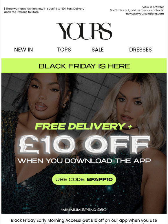 Early Morning Access: FREE Delivery + £10 OFF APP
