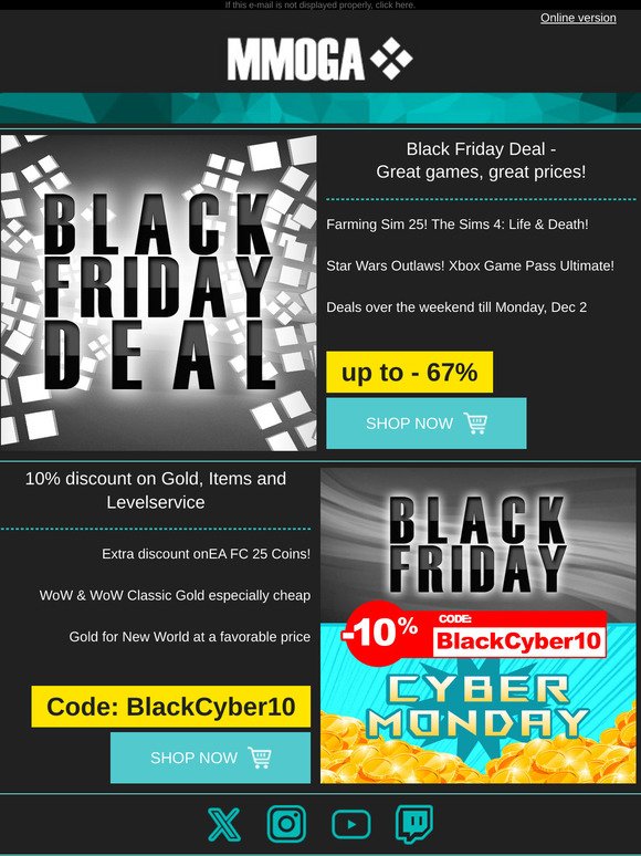 Black Friday Deals! 10% Discount Gold, Items, Levelservice!