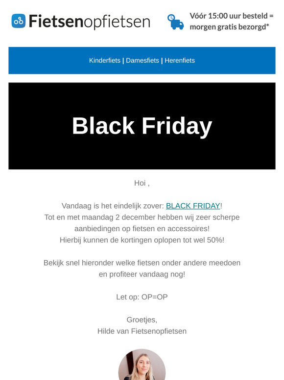 ⬛ BLACK FRIDAY ⬛ Hoge kortingen op heel veel fietsen en accessoires!