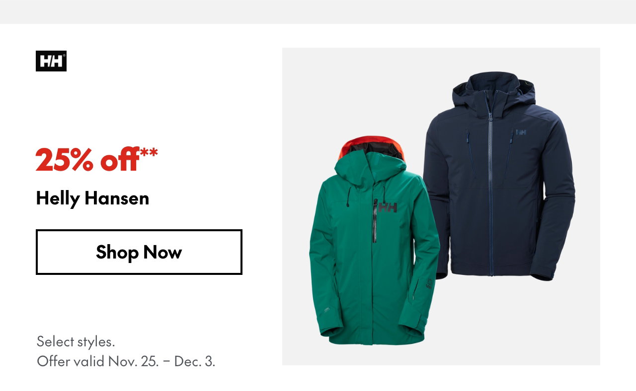 "HELLY HANSEN 25% OFF **"