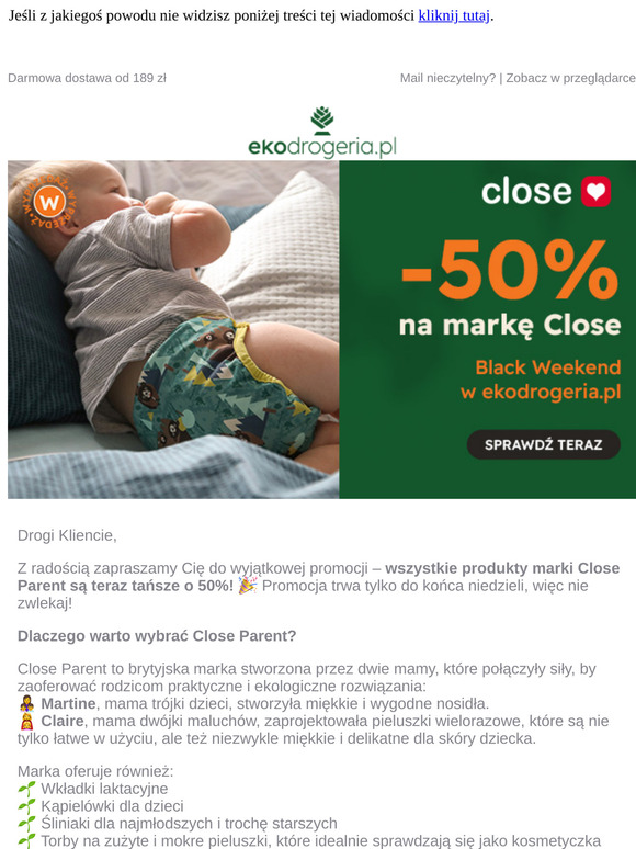 🌟 Ekologia i oszczędność: -50% na produkty Close Parent! 🌿