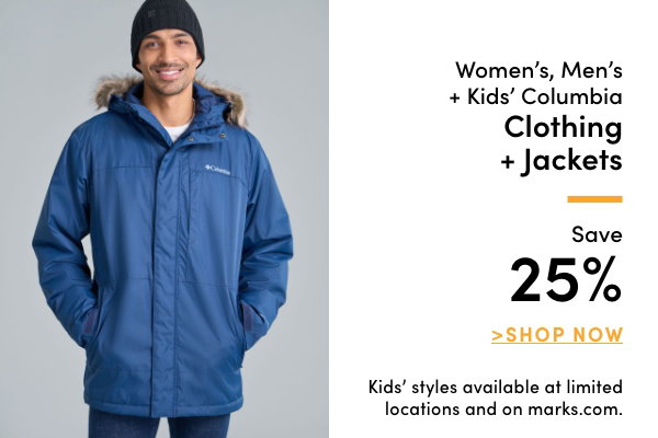 Women's, Men's + Kids' Columbia Clothing + Jackets Save 25%