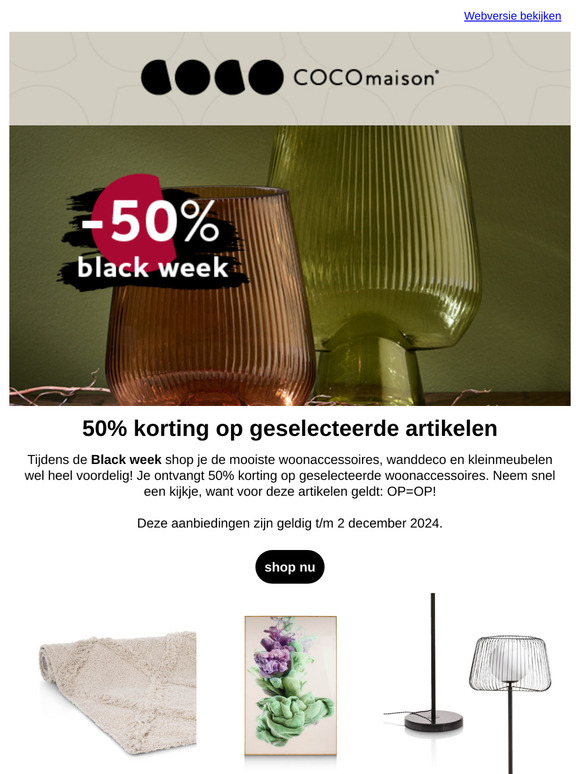 Hi COCOmaison fan ⚫ 50% korting tijdens Black week! ⚫