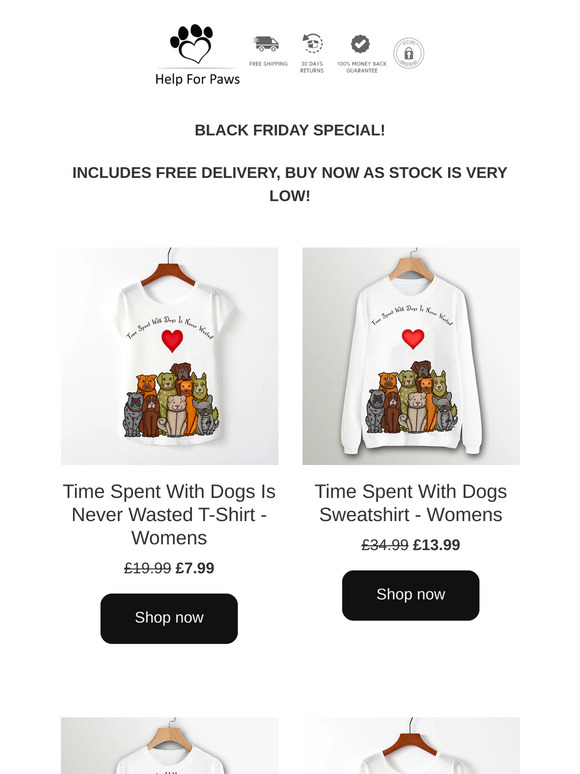 T Shirts Only £7.99 & Sweatshirts Only £13.99!