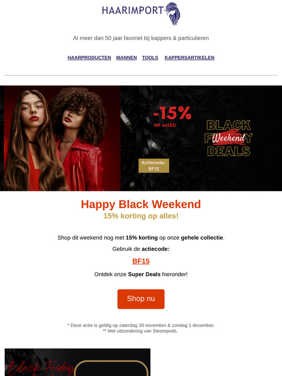 Black Weekend! Shop met 15% korting op alles