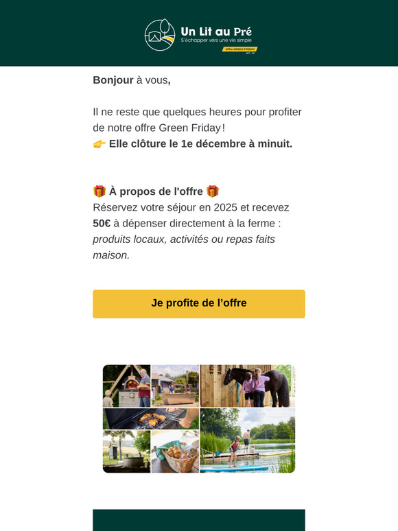 ⚠️ Dernières chances pour profiter de notre offre Green Friday !
