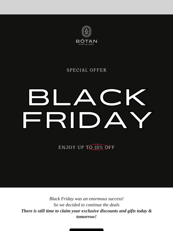 Black Friday Continues throughout the weekend