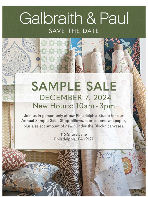Save the Date - December 7th Sample Sale!