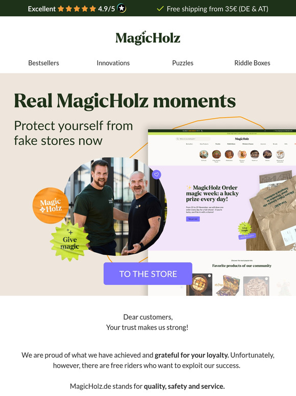 🚨 Attention: Fake store tries to copy MagicHolz!