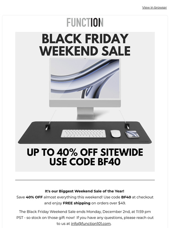40% Off Almost Everything Black Friday Weekend