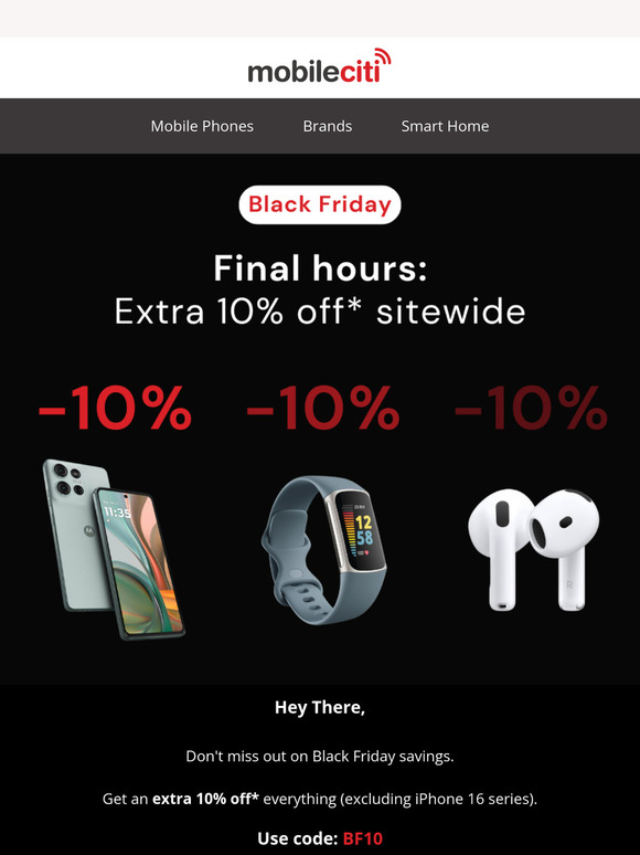 Final Hours: 10% OFF Sitewide