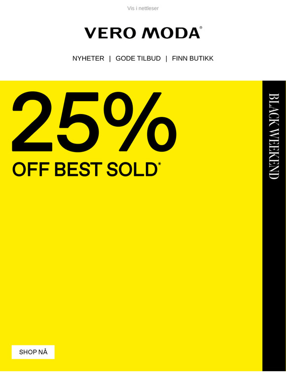 Slutt i kveld: 25 % på bestselgende styles