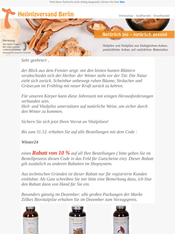 Mit Vitalpilzen in den Winter- große Rabattaktion 🍄