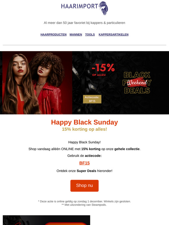 Black Sunday! Shop met 15% korting op alles