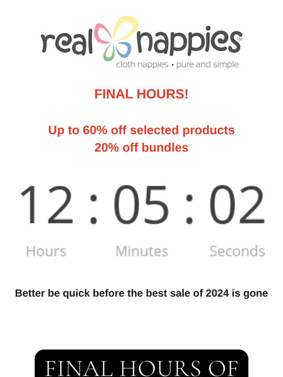 ⏰ FINAL HOURS To Save UP TO 60% OFF Real Nappies