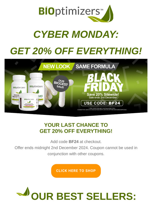 🎉💚IT'S CYBER MONDAY & YOUR LAST CHANCE TO GET 20% OFF SITEWIDE💚🎉
