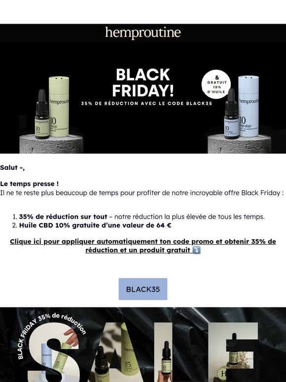 🔥 L’offre phare du Black Friday : 35% de réduction & une huile CBD 10% GRATUITE !