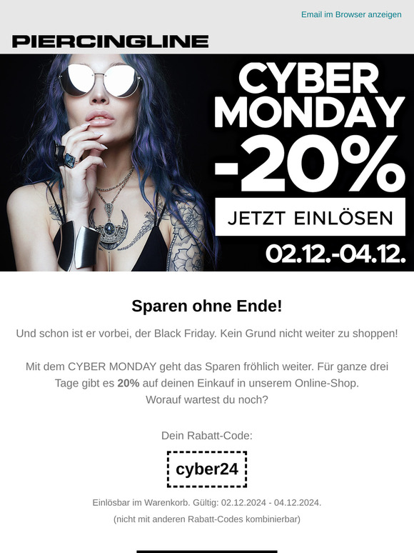 20% Rabatt zum Cyber Monday