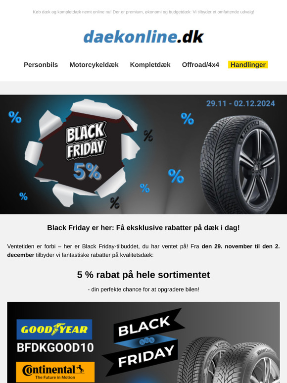 Black Friday er her: Få eksklusive rabatter på dæk i dag!