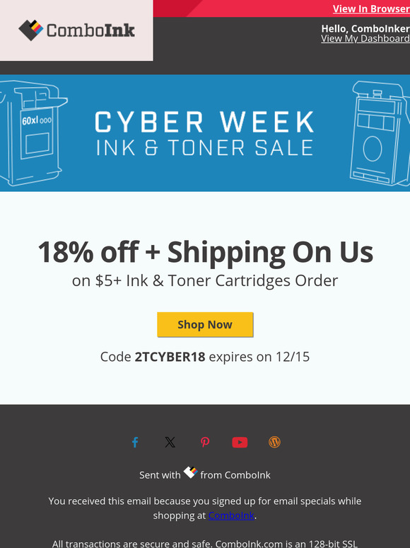 Your Cyber Monday Code 18% off is here.