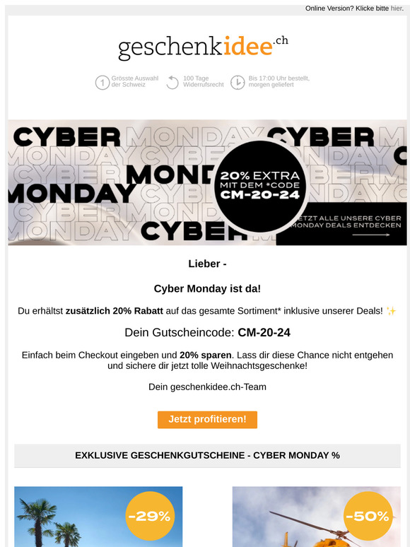 🎁 Cyber Monday - 20% auf alles!