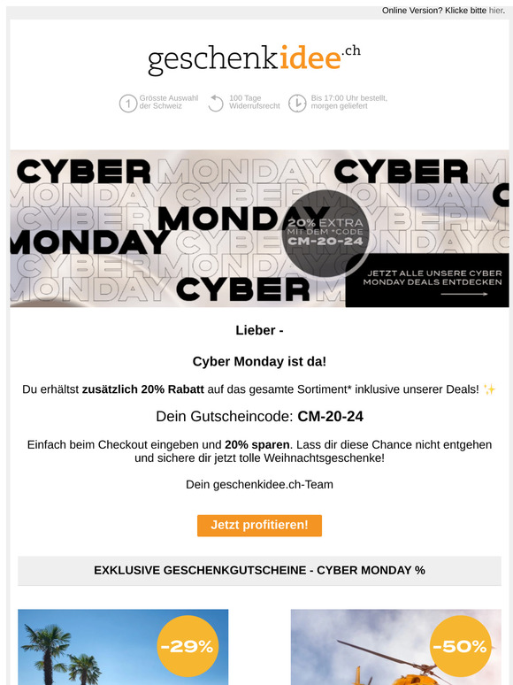 🎁 Cyber Monday - 20% auf alles!