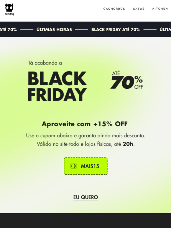 [SÓ HOJE] Até 70% OFF + 15% extras no SITE TODO