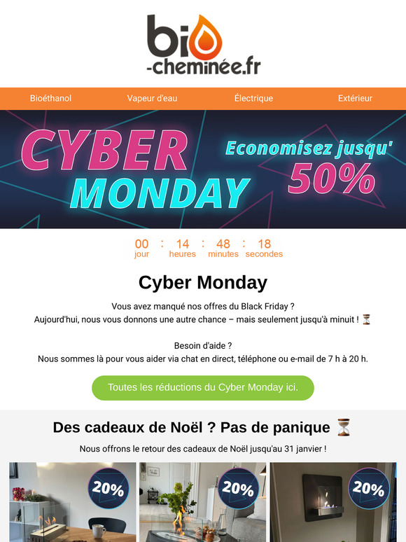 Vous êtes invités à notre Cyber Monday. Remises jusqu'à 50%🔥.