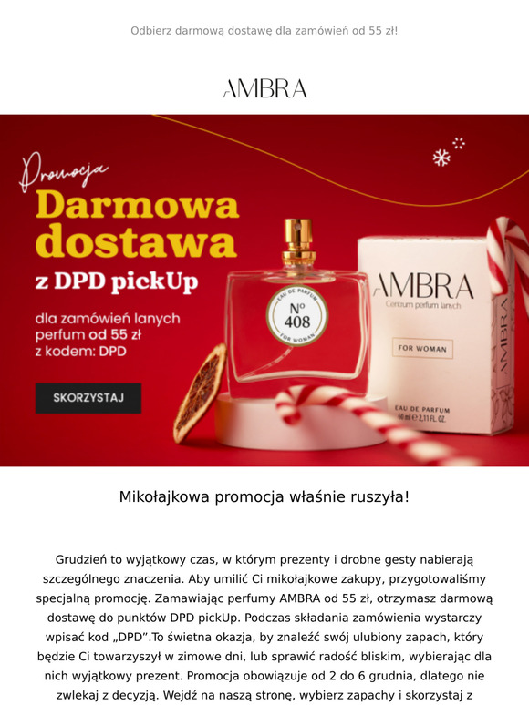 Skorzystaj z mikołajkowej, darmowej dostawy dla zamówień za minimum 55 zł.
