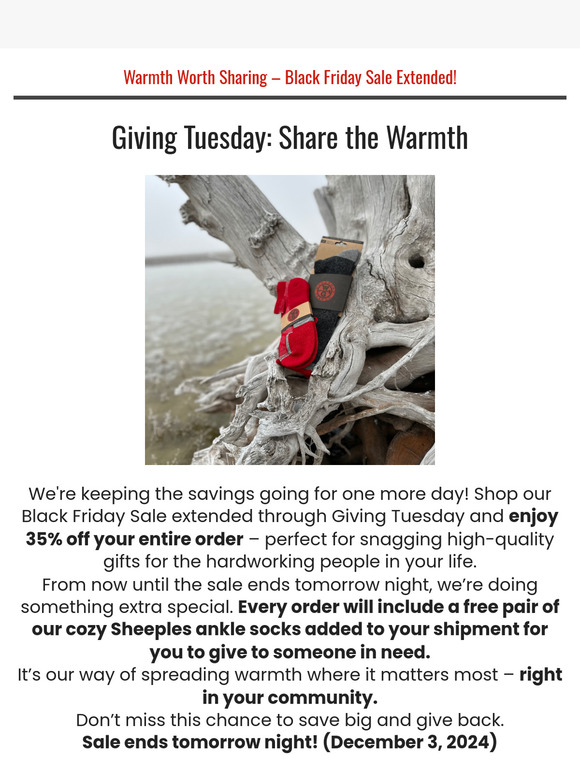 Warmth Worth Sharing – Black Friday Sale Extended!