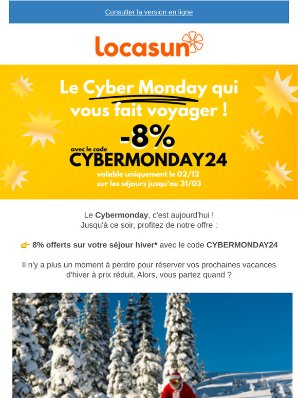 Cybermonday : 8% offerts sur votre séjour hiver ❄️