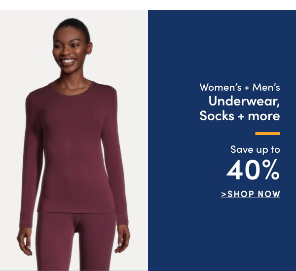 Women's & Men's Underwear, Socks & more save up to 40%