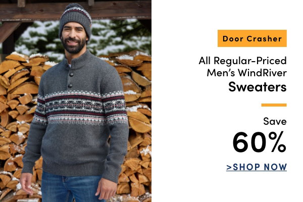 Door Crasher All Regular-Priced Men's WindRiver Sweaters Save 60%