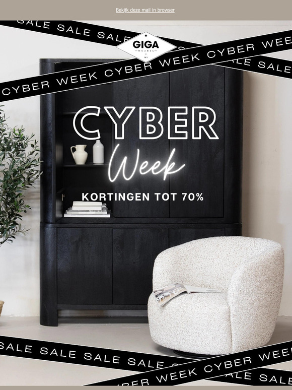 Cyber Week Deals: Tot 70% korting op o.a. stoelen, kasten, banken en eettafels!