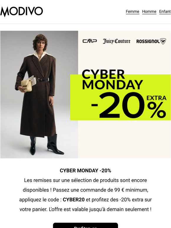 Il est temps de -20% pour le CYBER MONDAY