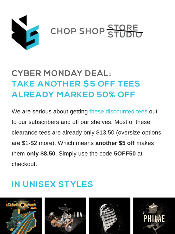 Cyber Monday: Take Another $5 Off Tees Already at a 50% Discount | Also Grab a Free Tee!
