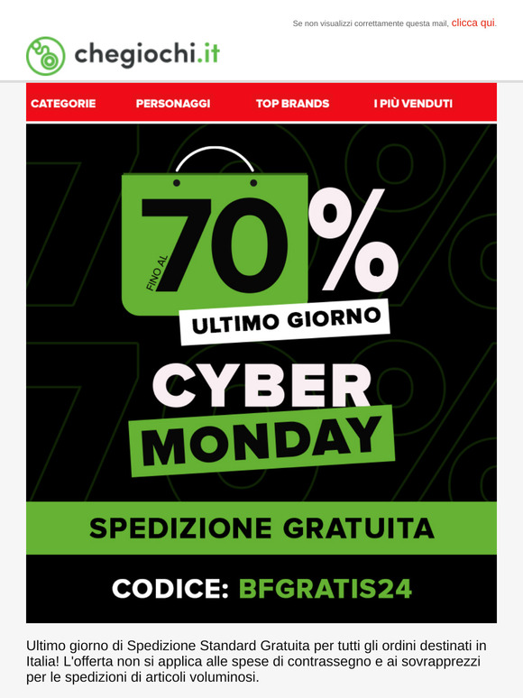 Cyber Monday: ultimo giorno di sconti e spedizione gratuita🖤