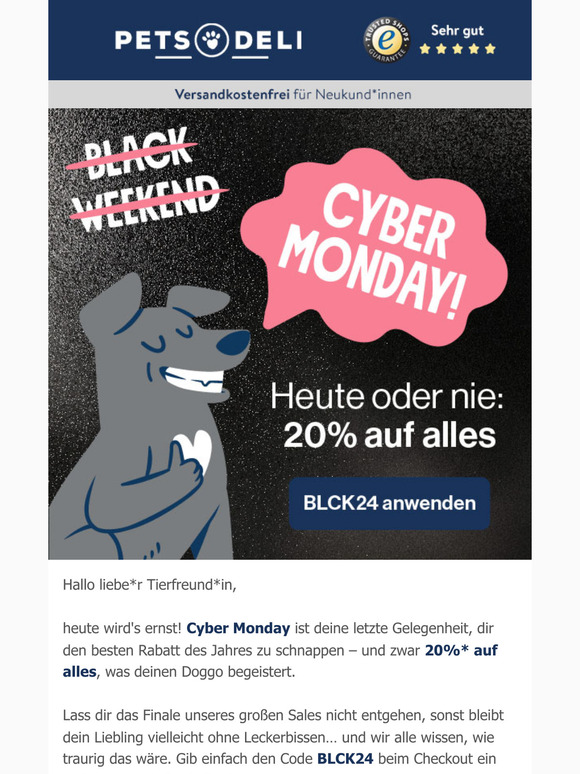 Letzte Chance liebe*r Tierfreund*in: Nur heute 20% sparen!