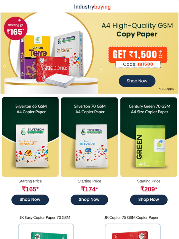 Restock Copy Paper @ ₹165*