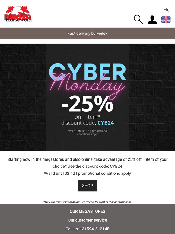 Cyber Monday | -25% on 1 item 🎉