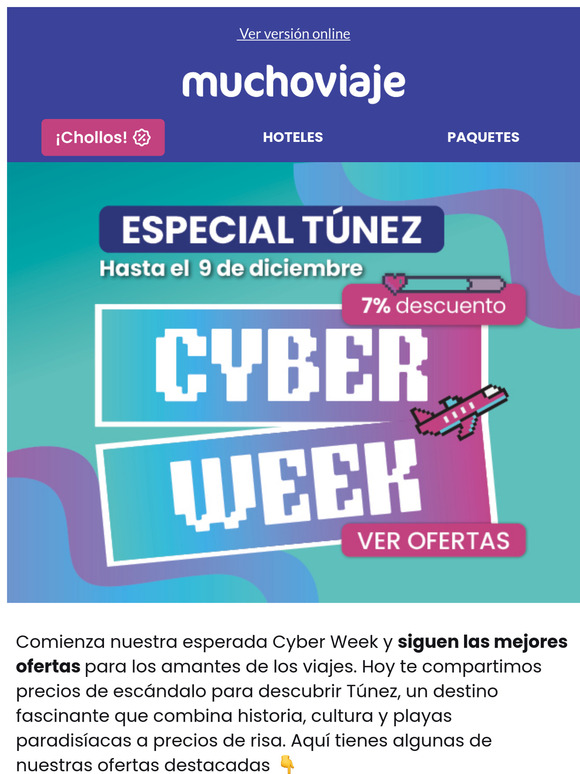 Cyber Week: 8 días en Túnez por 454 €. Corre, que vuelan 🛫