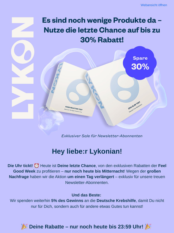 Endspurt: Nur noch heute bis zu 30% Rabatt!