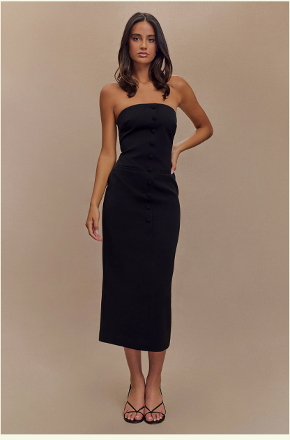 Sussan Strapless Midi Dress - Black