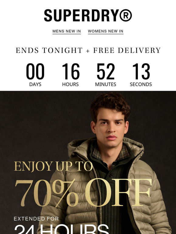 Extended for 24 Hours: Up to 70% Off Ends Tonight