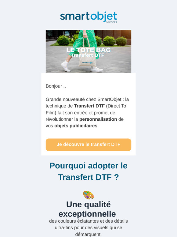 Découvrez le Transfert DTF chez SmartObjet !