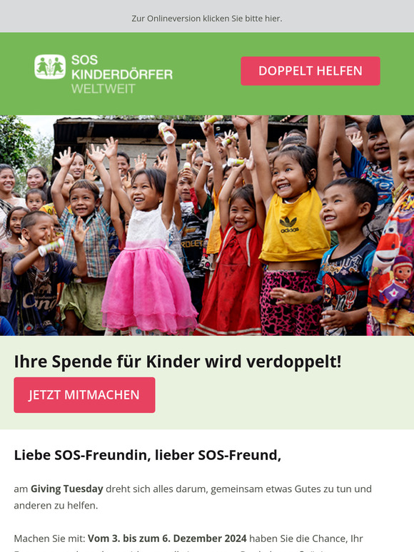 Ihre Spende für Kinder wird verdoppelt!