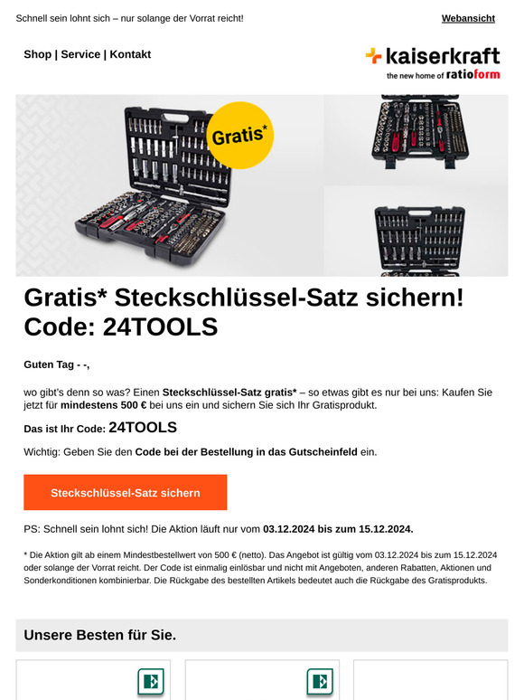 Für Sie: Steckschlüssel-Satz gratis*