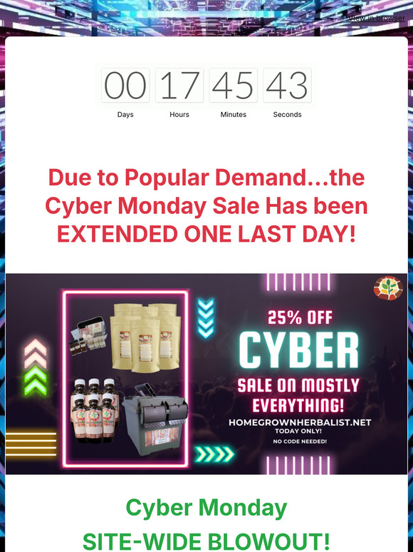 ! 😱 We've EXTENDED Cyber Monday! One Last Day
